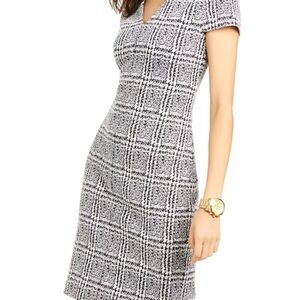 MICHAEL Michael Kors Plaid Jacquard Midi Dress Black, Women’s size XS